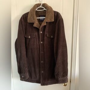VTG Y2K Gap Corduroy Sherpa Lined Jacket Brown Size Large